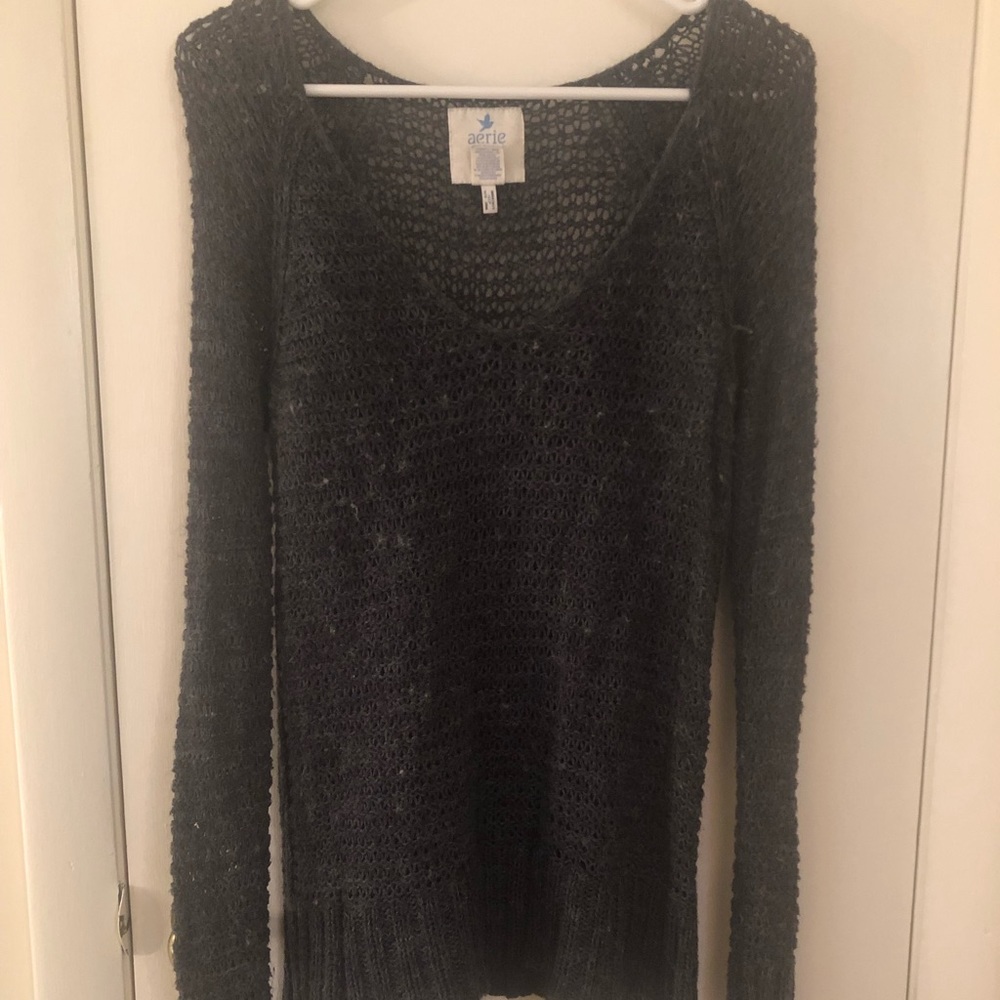 Aerie dark grey scoop neck sweater